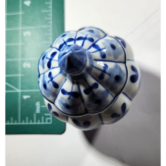 Jar spoon rest Blue White Ceramic country decor floral waves nautical coastal - Picture 6 of 7